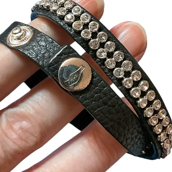 Chloe + Isabel Leather Bling Bracelet & Two (2) Silver Tone Pierced Earrings Lot - Picture 3 of 8